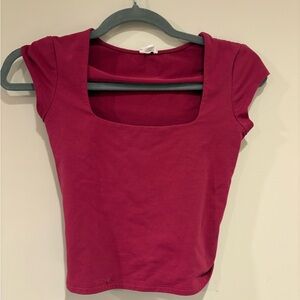 Garage Square Neck Crop Top - Deep Pink